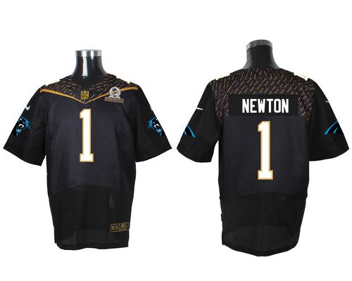 Nike Panthers #1 Cam Newton Black 2016 Pro Bowl Men's Stitched NFL Elite Jersey - Click Image to Close